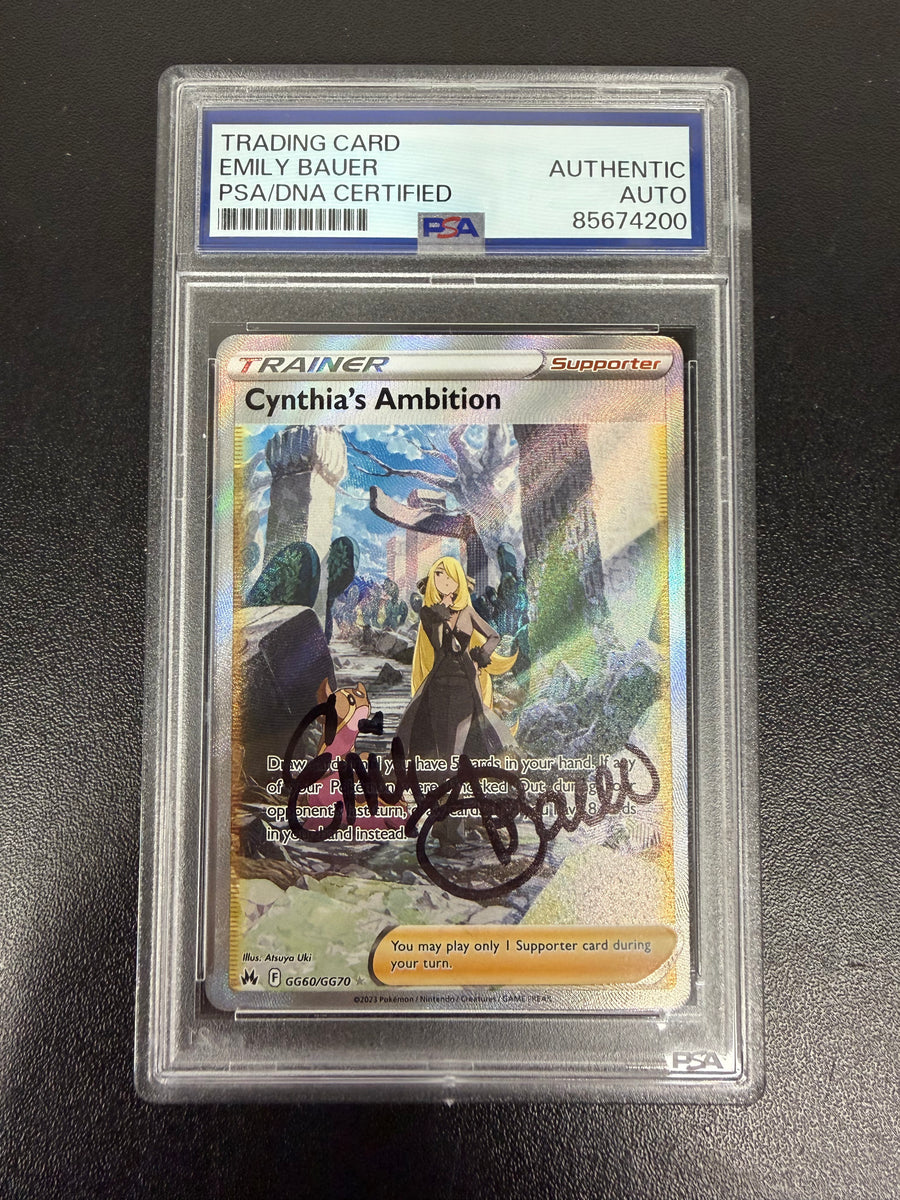 Pokemon TCG Cynthia's Ambition Trainer Card Signed by Emily Bauer (PSA
