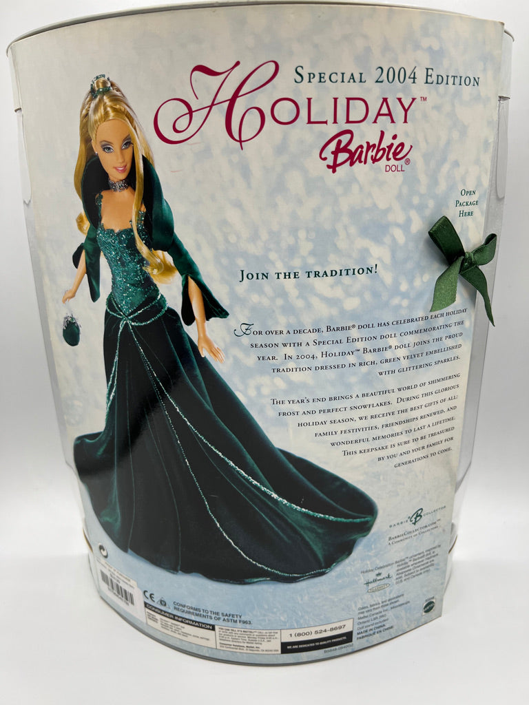 Vintage 1991 Happy Holidays Christmas Barbie Green Velvet Dress With Stand  74299018718 | eBay